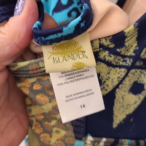 Vacation Swimsuit with askirt in Turquoise and Navy Sz 14 One Piece - Picture 9 of 9